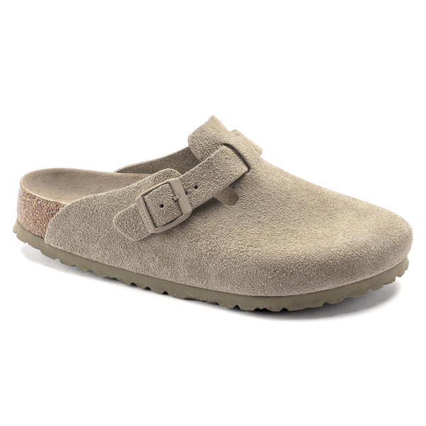 Birkenstock ženski natikači Boston v barvi Faded Khaki regular z mehkim vložkom 1019054