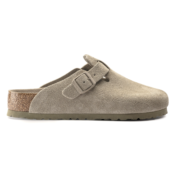 Birkenstock ženski natikači Boston v barvi Faded Khaki regular z mehkim vložkom 1019054