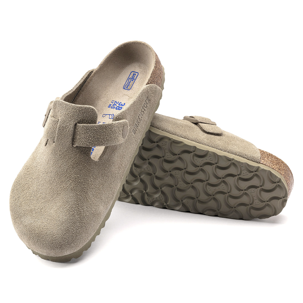 Birkenstock ženski natikači Boston v barvi Faded Khaki regular z mehkim vložkom 1019054