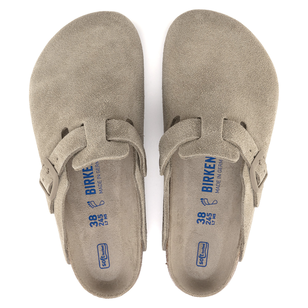 Birkenstock ženski natikači Boston v barvi Faded Khaki regular z mehkim vložkom 1019054