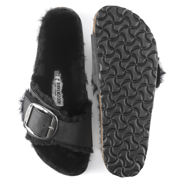 Birkenstock Madrid ženski natikači z ovčko v črni barvi regular fit 1020088