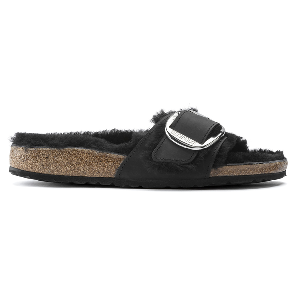 Birkenstock Madrid ženski natikači z ovčko v črni barvi regular fit 1020088