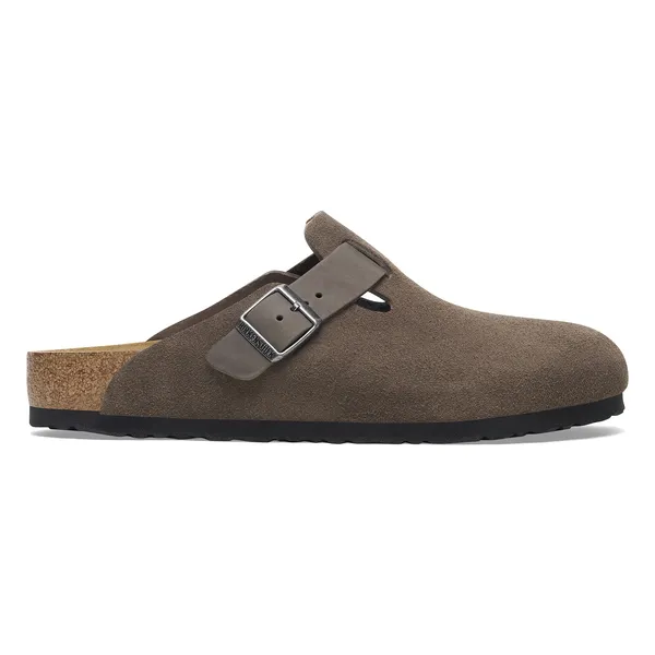 Birkenstock Boston moški natikač v kombinaciji semiš ter oljenega usnja concrete gray regular 1029210