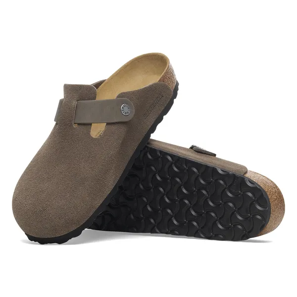 Birkenstock Boston moški natikač v kombinaciji semiš ter oljenega usnja concrete gray regular 1029210