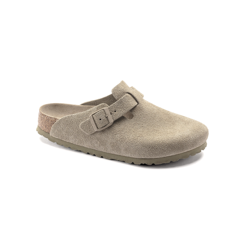 Birkenstock ženski natikači Boston v barvi Faded Khaki regular z mehkim vložkom 1019054