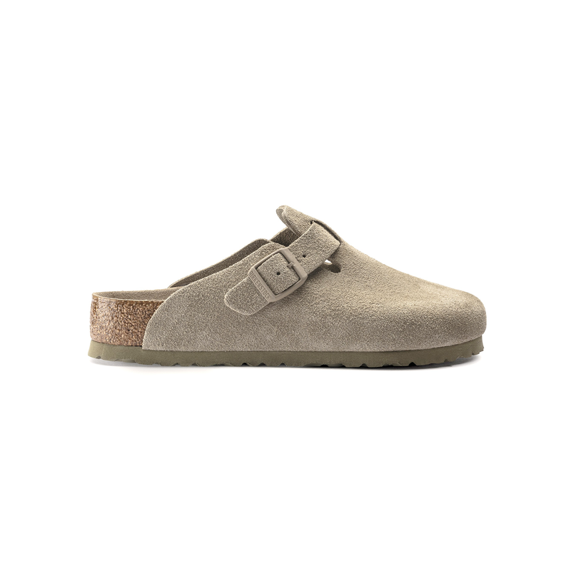 Birkenstock ženski natikači Boston v barvi Faded Khaki regular z mehkim vložkom 1019054