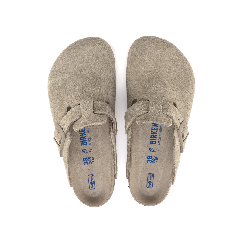 Birkenstock ženski natikači Boston v barvi Faded Khaki regular z mehkim vložkom 1019054