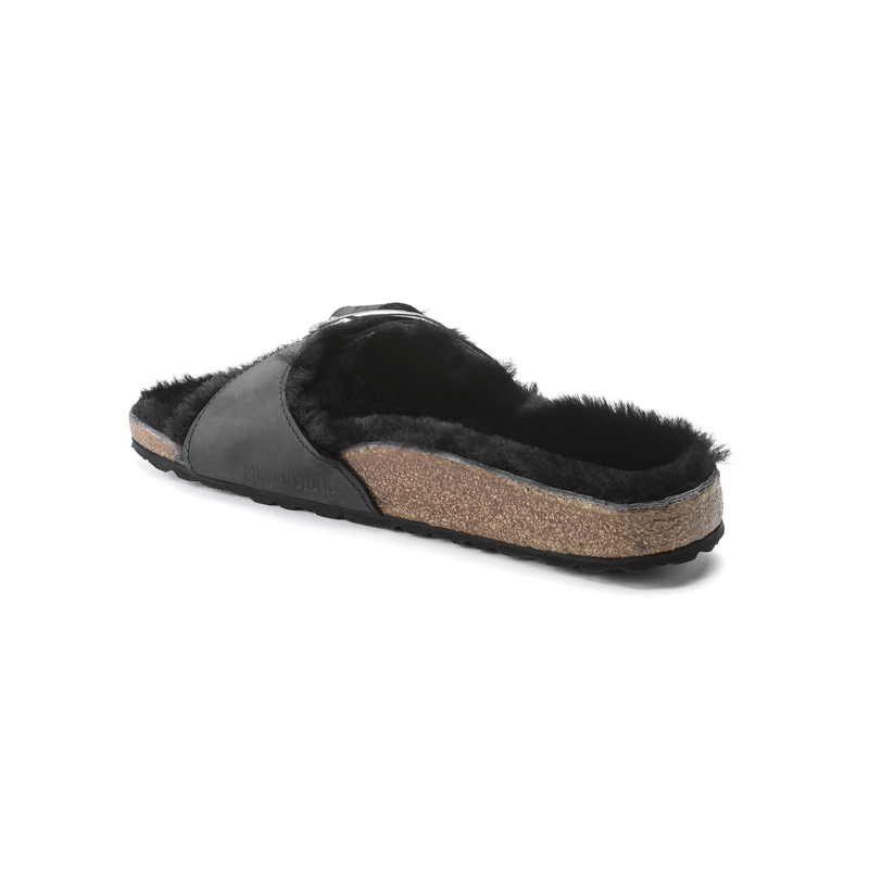 Birkenstock Madrid ženski natikači z ovčko v črni barvi regular fit 1020088