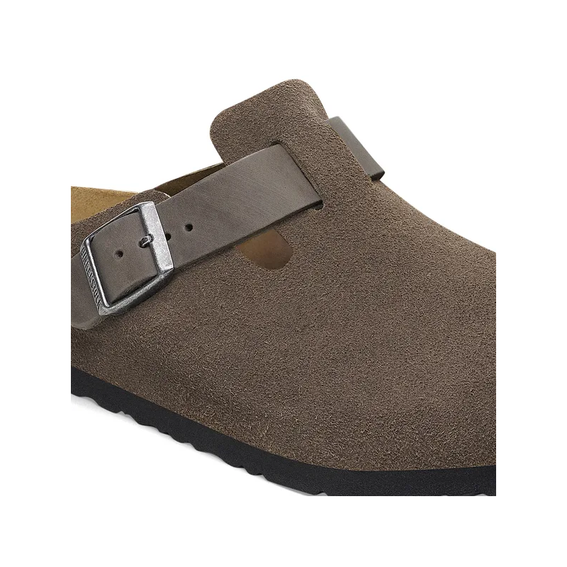 Birkenstock Boston moški natikač v kombinaciji semiš ter oljenega usnja concrete gray regular 1029210