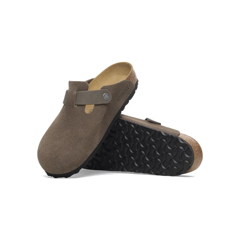 Birkenstock Boston moški natikač v kombinaciji semiš ter oljenega usnja concrete gray regular 1029210